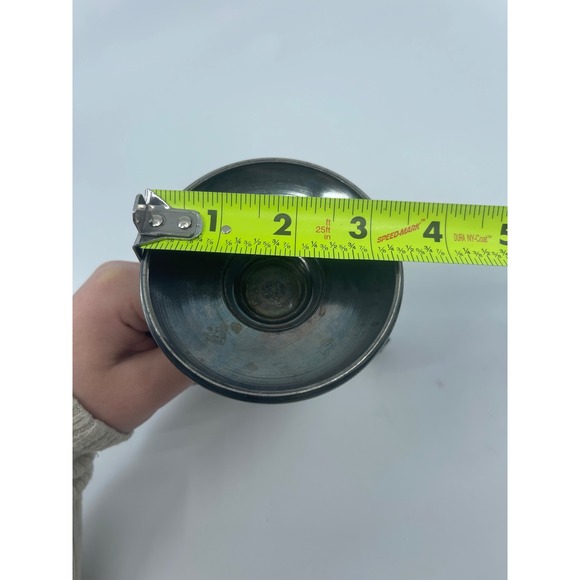 Aurora Antique Silver Triple Plate Candlestick Holder Ornate Floral Metal 5" - Picture 7 of 12